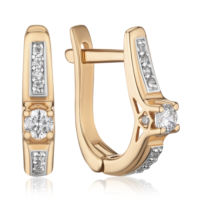 Золотые серьги с фианитами 700016-С Рр