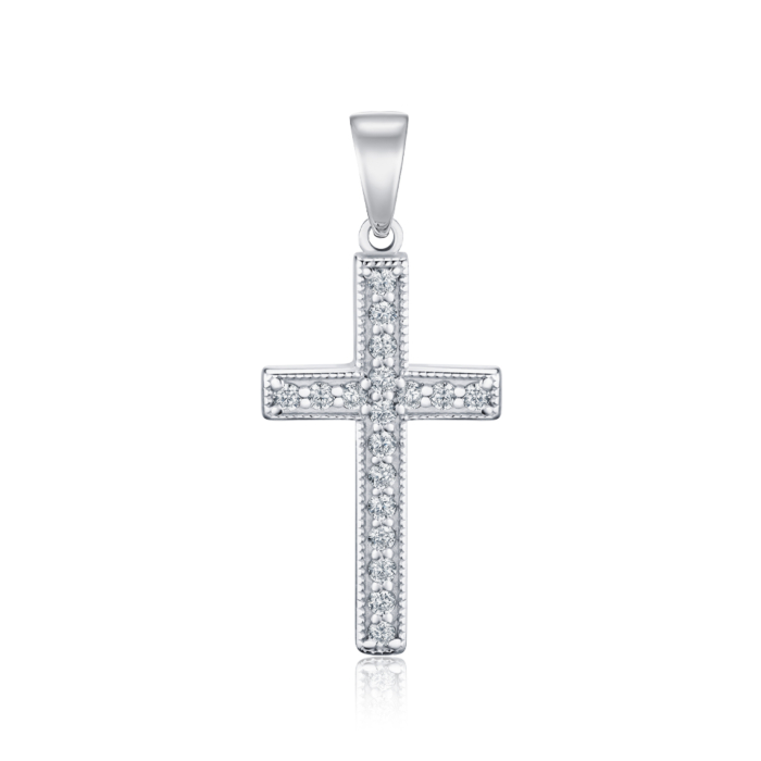 Серебряный крестик с фианитами с70010
