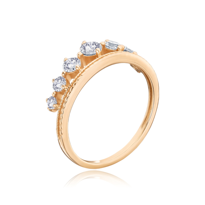 Золота каблучка "Корона" з фіанітами 700113
