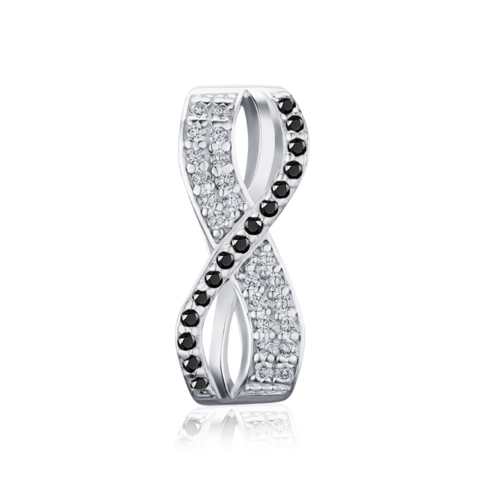 Срібна підвіска Нескінченність з чорними та білими фіанітами с70055/ч