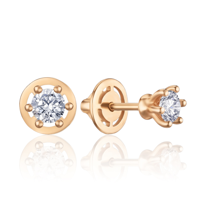 Золотые серьги-пуссеты с фианитом 700580-СП