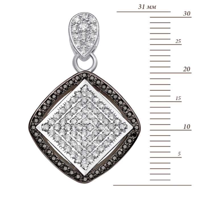 Срібна підвіска з фіанітами. Артикул 70082/12/1/213 (с70082/ч)