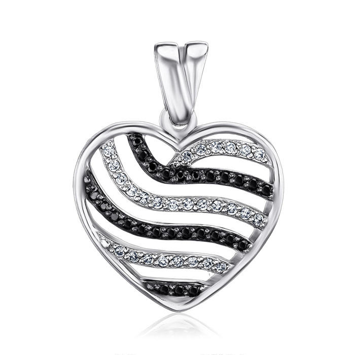 Срібна підвіска "Серце" з фіанітами с70092/ч