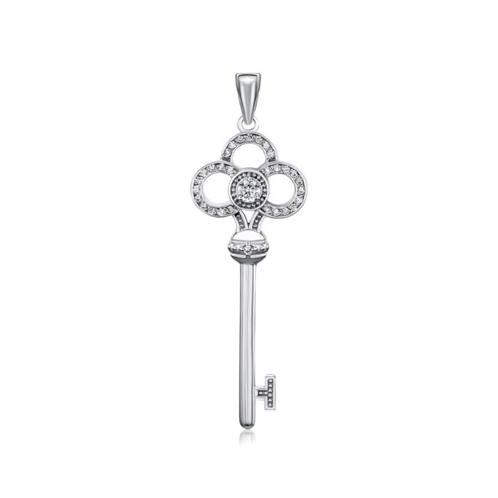 Срібна підвіска "Ключик" з фіанітами с70141