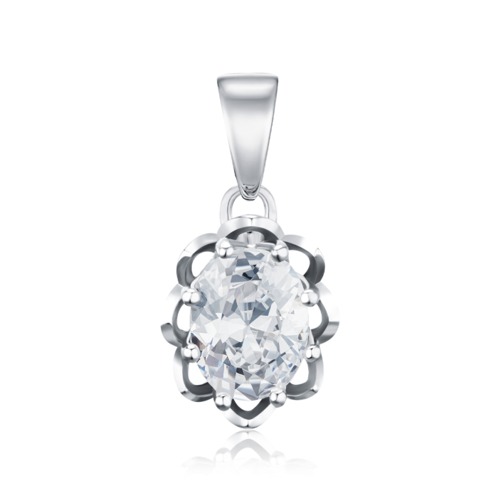 Срібна підвіска з фіанітом 70196/12/1/821