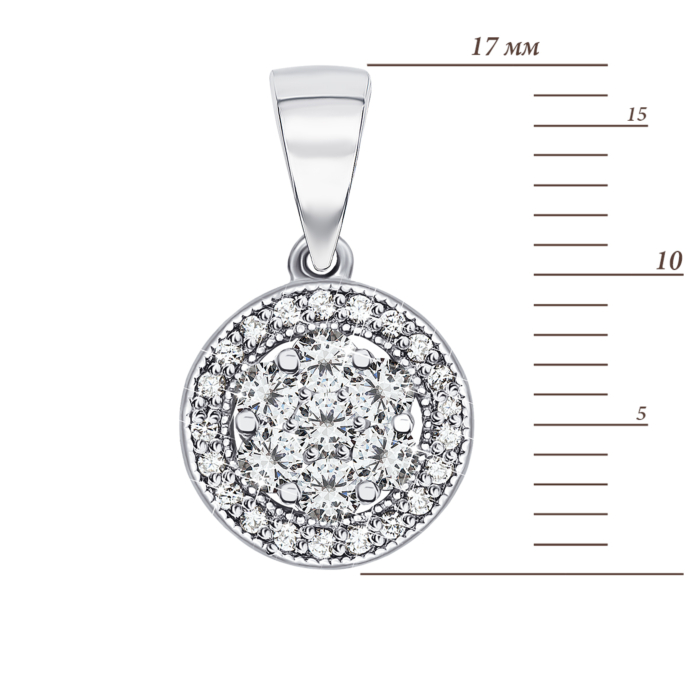 Срібна підвіска з фіанітами. Артикул 70212/12/1/30