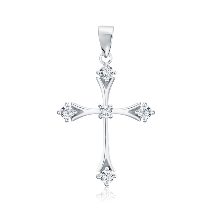 Срібний хрестик з фіанітами Tesori 70225/12/1/4215