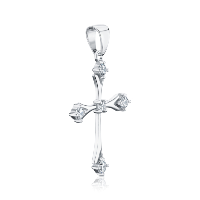 Срібний хрестик з фіанітами Tesori 70225/12/1/4215