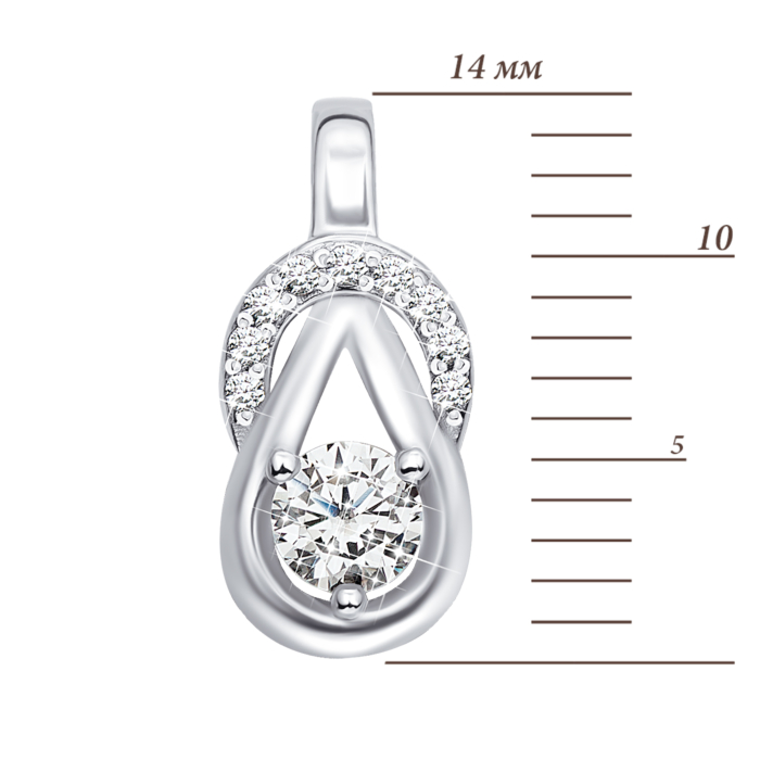 Срібна підвіска з фіанітами. Артикул 70238/12/1/26