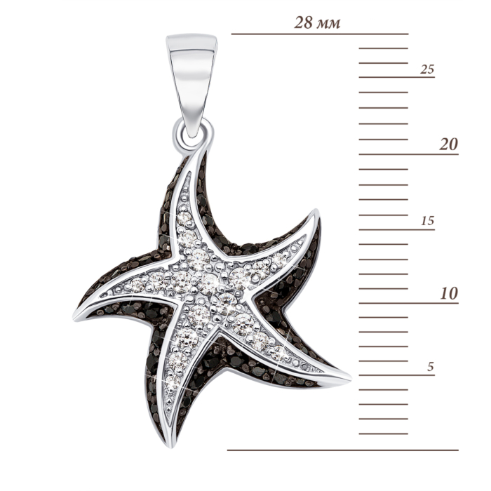 Серебряная подвеска «Морская звезда» с фианитами. Артикул 70260/12/1/631