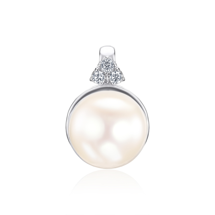 Срібна підвіска з перлиною та фіанітами. Артикул 70290/12/1/2506