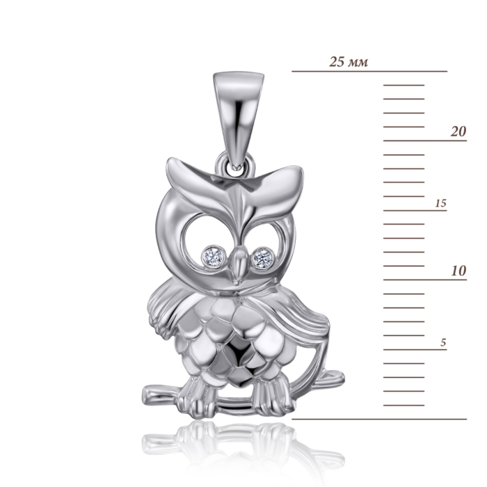 Срібна підвіска «Сова» з фіанітами. Артикул 70305/12/1/13 (с70305)