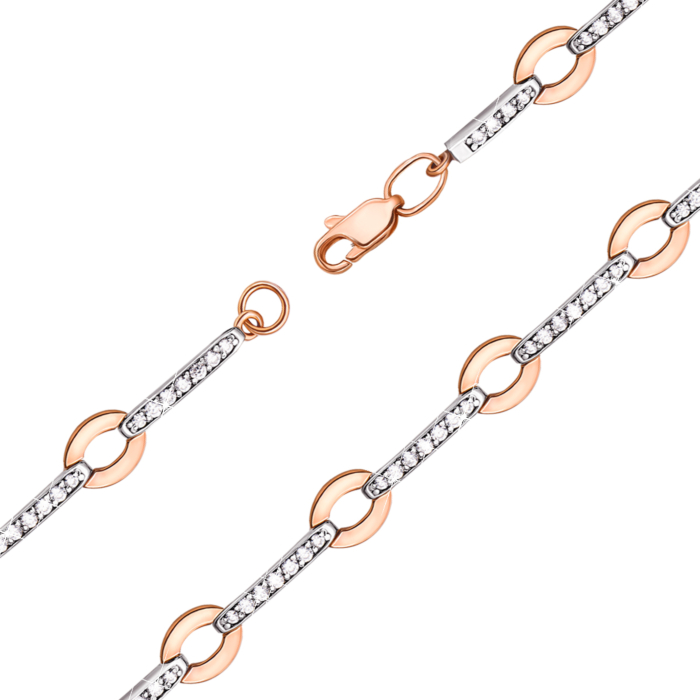 Золотий браслет з фіанітами. Артикул 7095