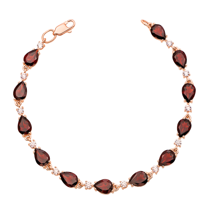 Золотий браслет з гранатами і фіанітами. Артикул 7098/01/0/5303