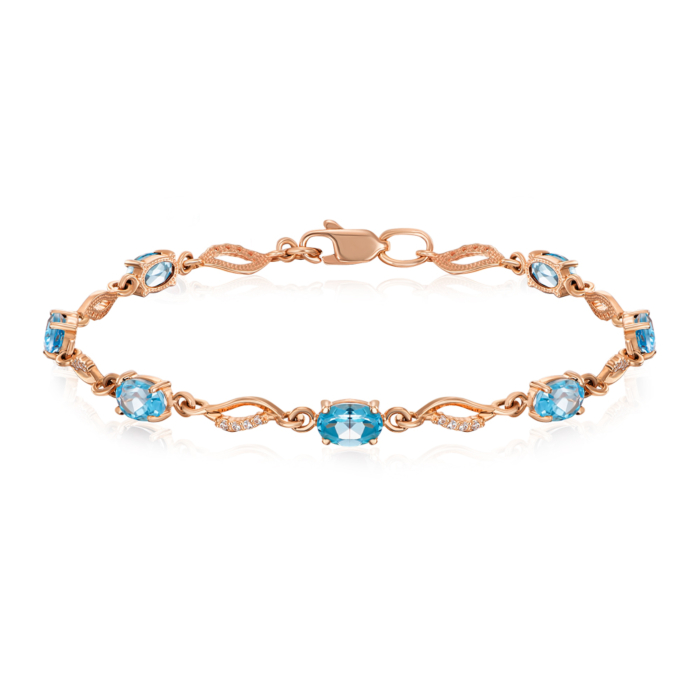 Золотой браслет с топазом swiss и фианитами. Артикул 7099/01/0/5001