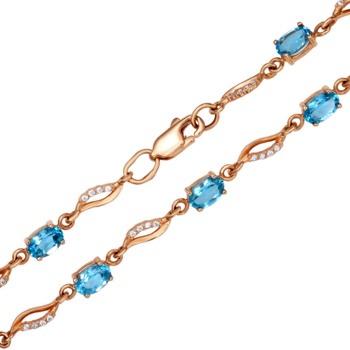 Золотой браслет с топазом swiss и фианитами. Артикул 7099/01/0/5001