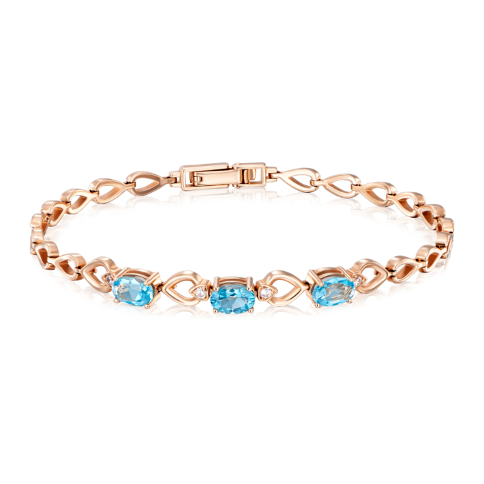 Золотой браслет с топазом swiss и фианитами. Артикул 7114/01/0/5023 (7114/01/0/5241)