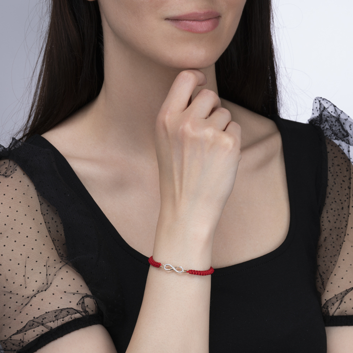 Браслет з текстилю «Безмежність» з золотими вставками. Артикул 7154-1/01/1/323