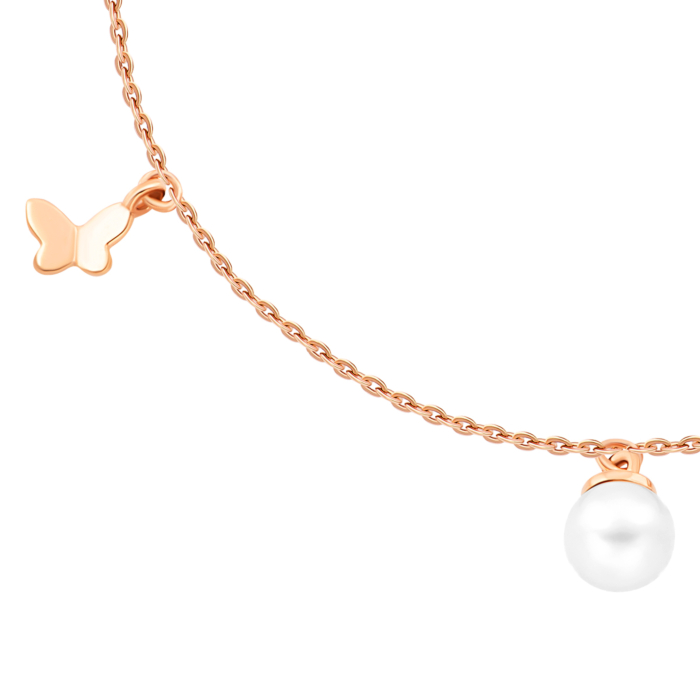 Золотой браслет с фианитом и жемчугом. Артикул UG57166/66024-3/01/0/2083