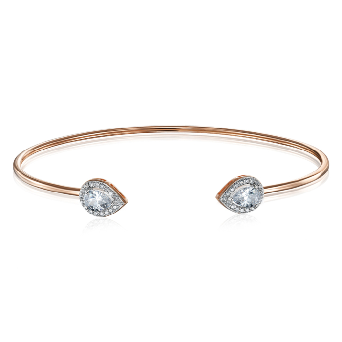 Золотий жорсткий браслет з фіанітами. Артикул 7179/01/1/2542