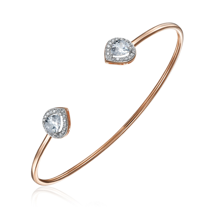 Золотий жорсткий браслет з фіанітами. Артикул 7179/01/1/2542