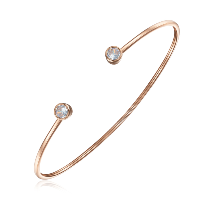 Золотой жесткий браслет с фианитами. Артикул 7180/01/0/29