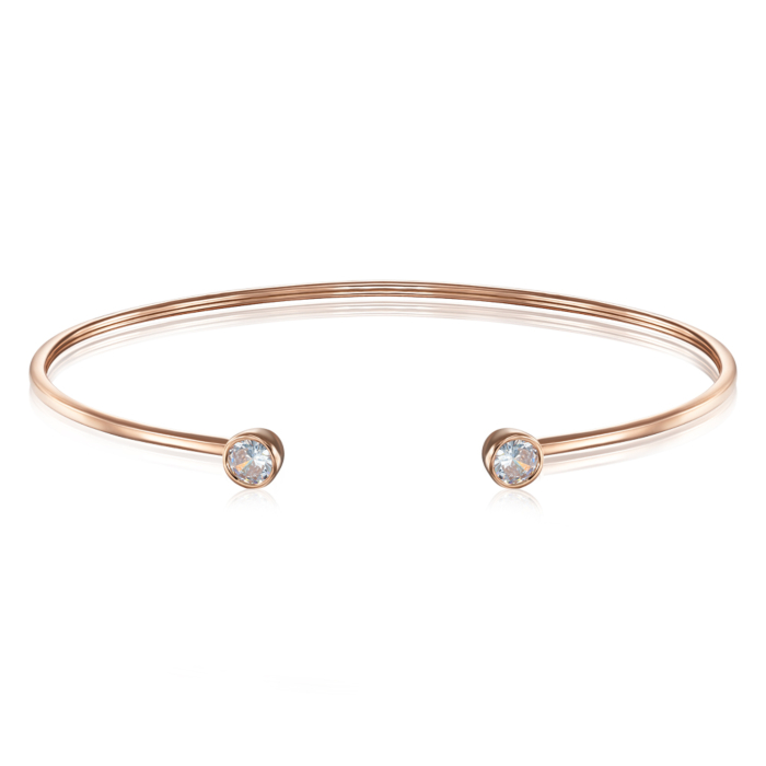 Золотой жесткий браслет с фианитами. Артикул 7180/01/0/29