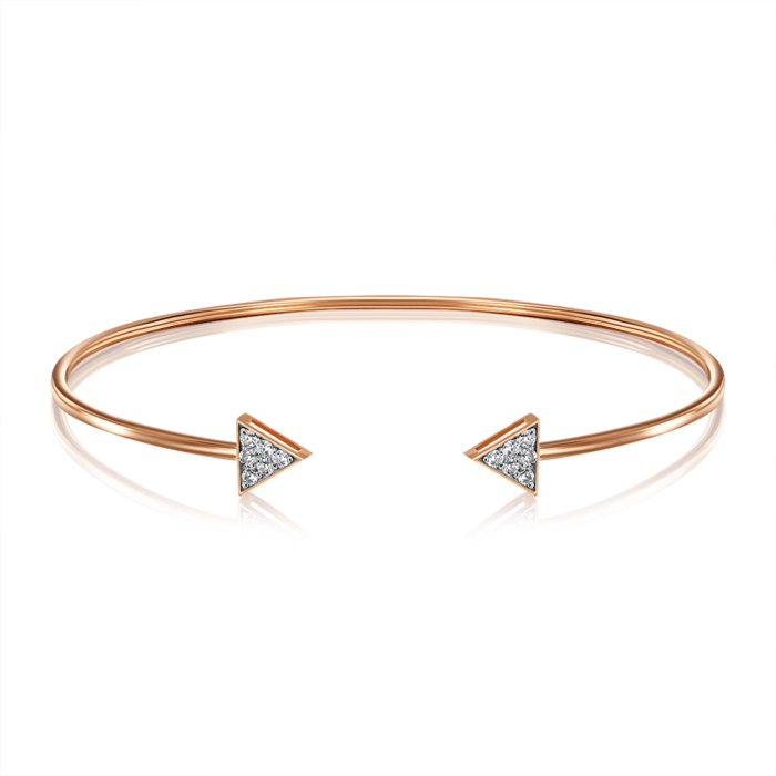 Золотий жорсткий браслет з фіанітами. Артикул 7187/01/1/3