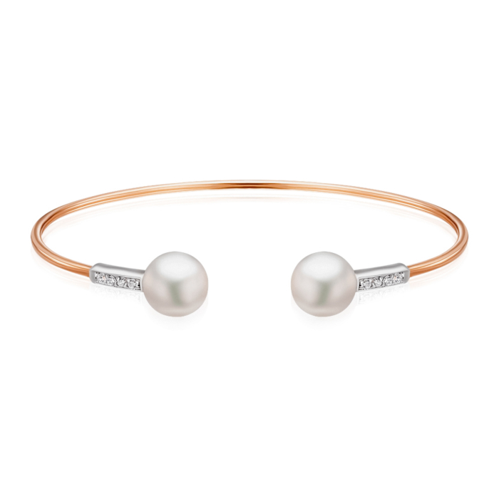 Золотий браслет з перлами та фіанітами. Артикул 7213/01/1/2516