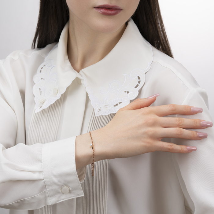 Золотий браслет з перлиною. Артикул 7214/66024/01/0/2624