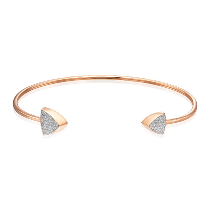 Золотий жорсткий браслет з фіанітами. Артикул 7220/01/1/323