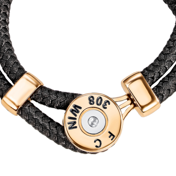 Черный синтетический браслет с золотой вставкой с эмалью 7279/01/1/389