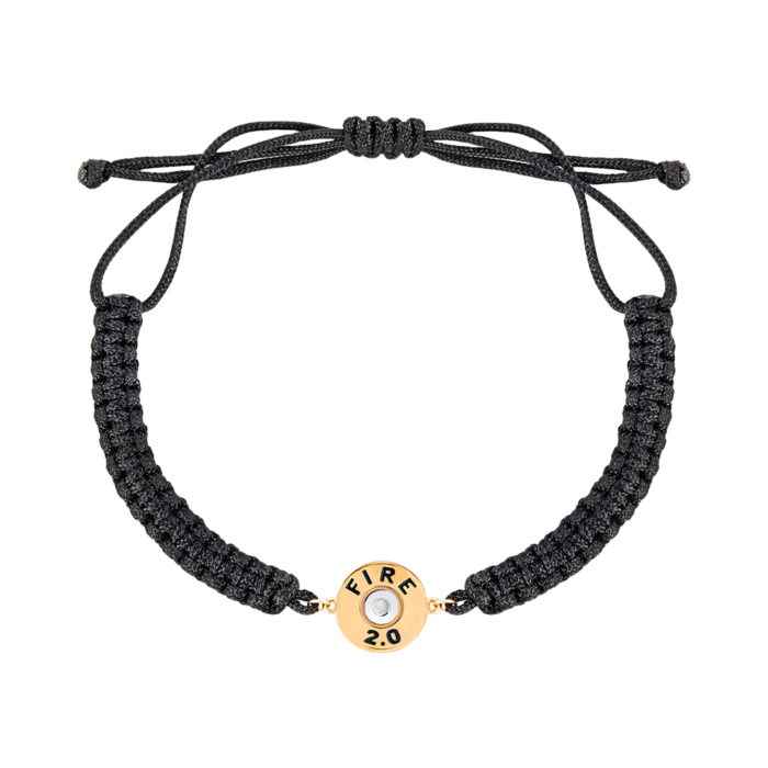 Черный синтетический браслет с золотой вставкой с эмалью 7280/01/1/389