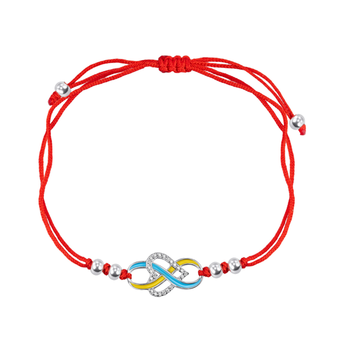 Браслет из текстиля с серебряной вставкой. Артикул 75269е/п