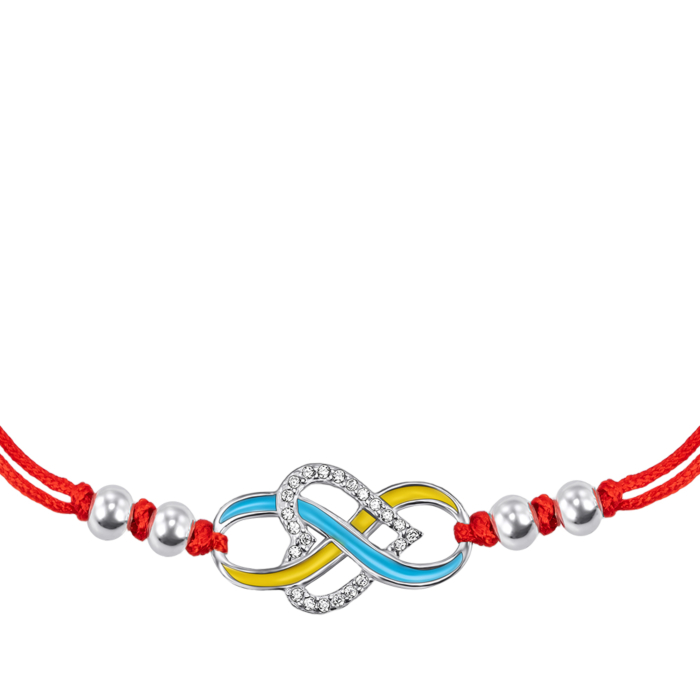 Браслет з текстилю зі срібною вставкою. Артикул 75269е/п