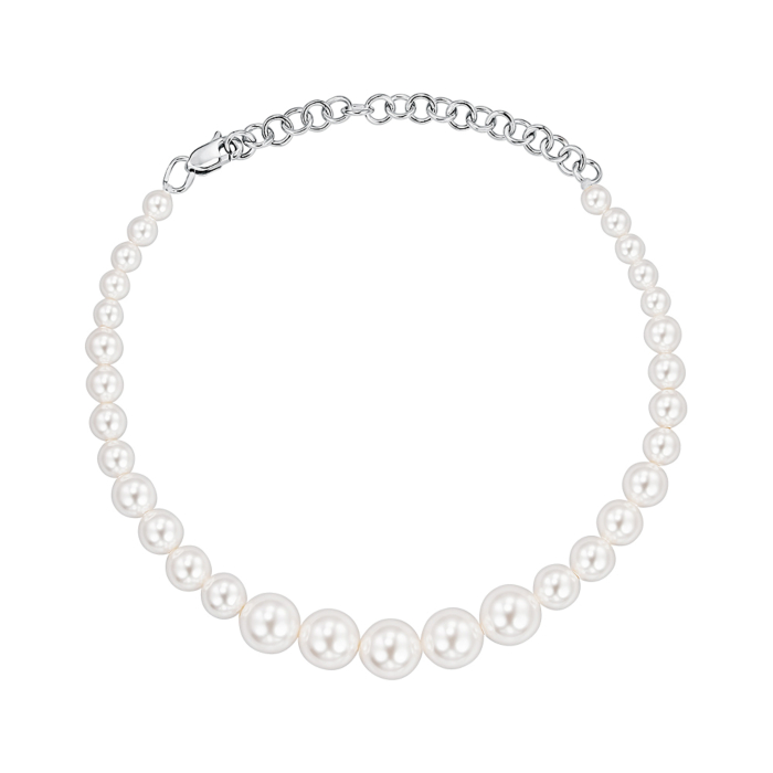 Браслет зі срібла з штучними перлами 77527/12/0/21496