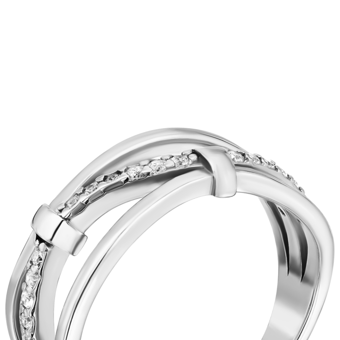 Срібна каблучка з фіанітами. Артикул UG5782кб/з/род