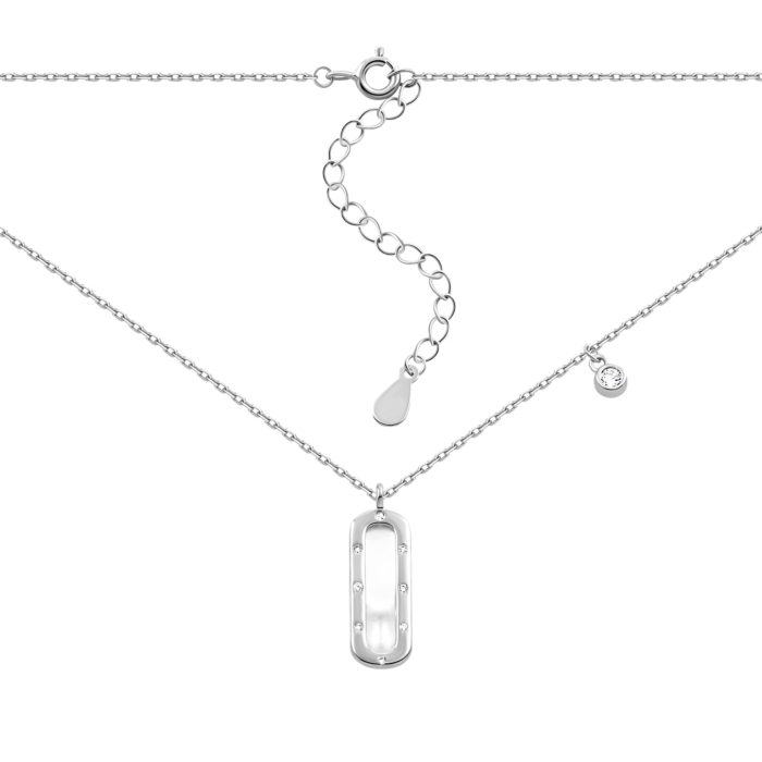 Серебряное колье с перламутром и фианитом. Артикул UG57D15692