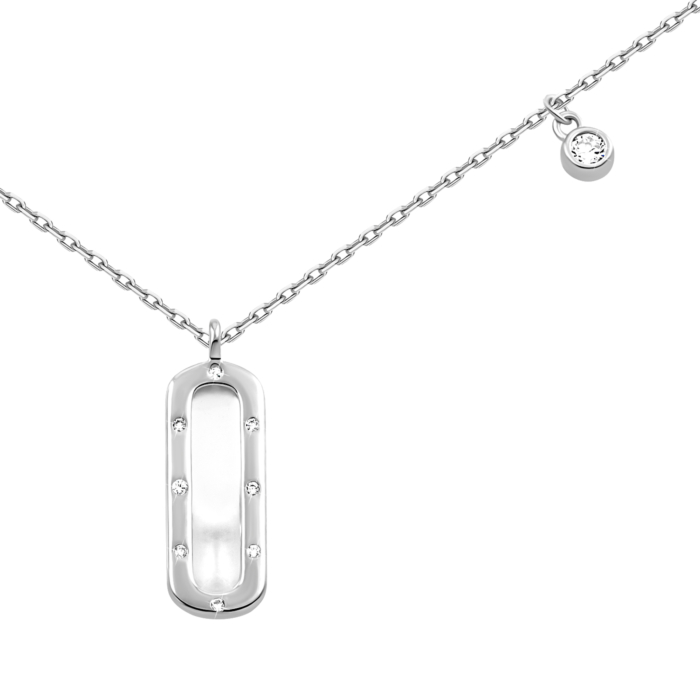 Серебряное колье с перламутром и фианитом. Артикул UG57D15692