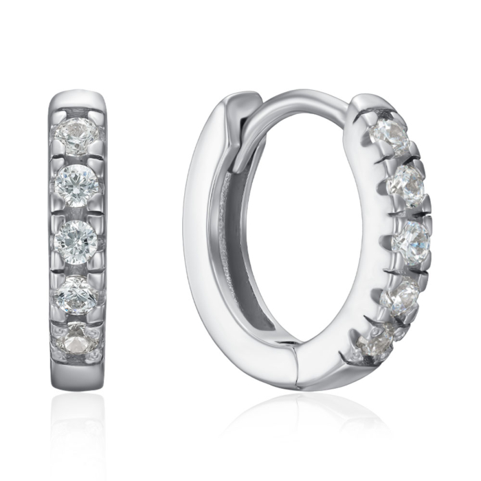 Срібні сережки з фіанітами. Артикул 7E24285-E/12/1