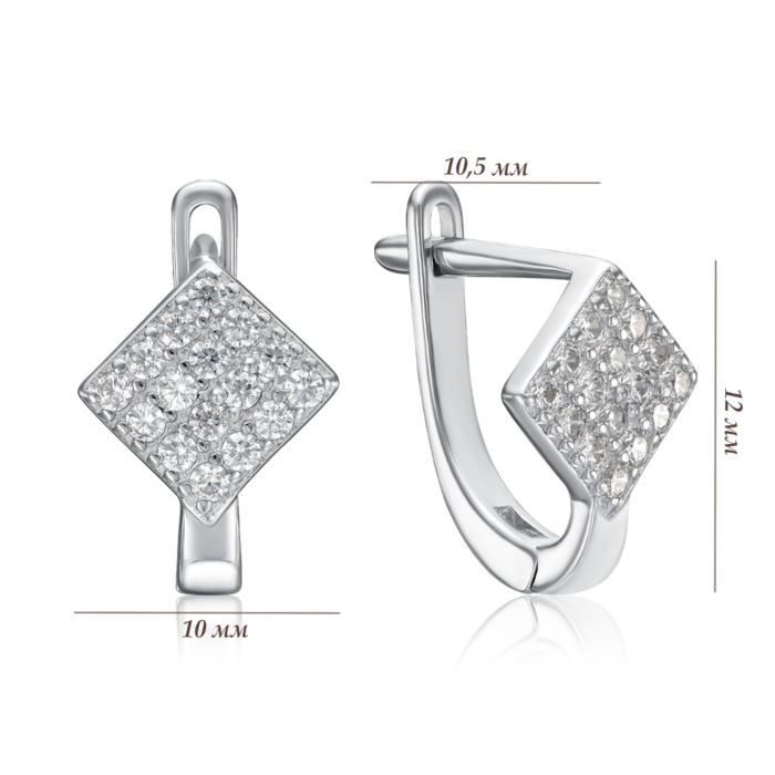 Серебряные серьги с фианитами. Артикул 7E24367-E/12/1