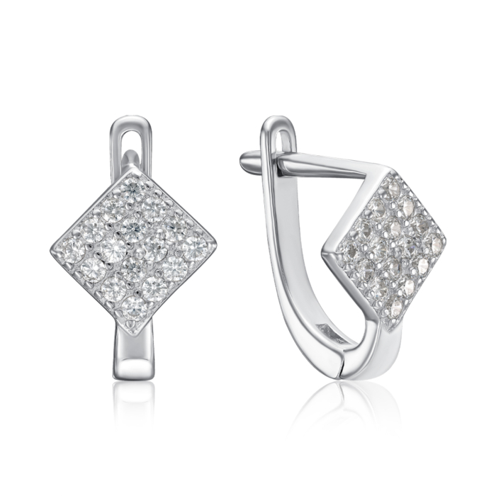Серебряные серьги с фианитами. Артикул 7E24367-E/12/1
