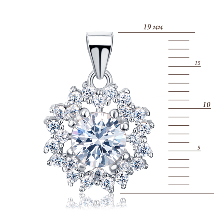 Срібна підвіска з фіанітами 7P19031-P/12/1