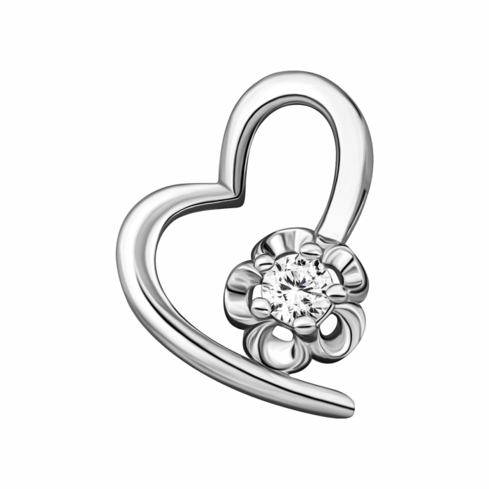 Срібна підвіска Серце з фіанітом. Артикул UG57PE40083