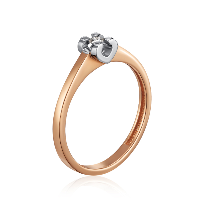 Золота каблучка «Серце» з діамантом. Артикул 800004/14/1/8556