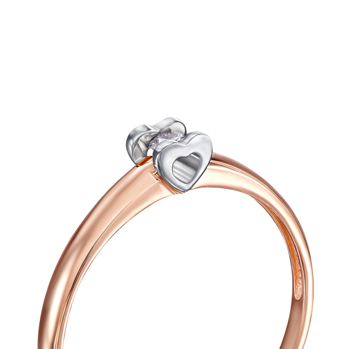 Золотое кольцо «Сердце» с бриллиантом. Артикул 800006/01/1/8556