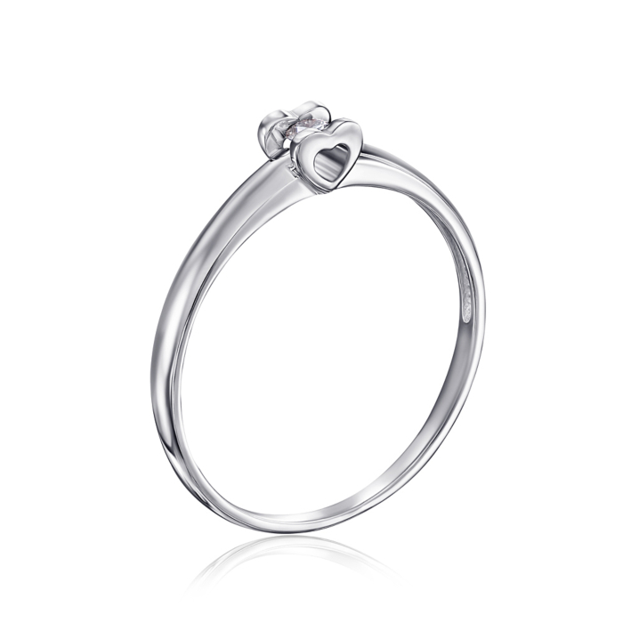 Золотое кольцо «Сердце» с бриллиантом. Артикул 800006/02/1/8556