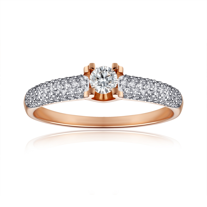 Золота каблучка з діамантами. Артикул 800023/01/1/9774