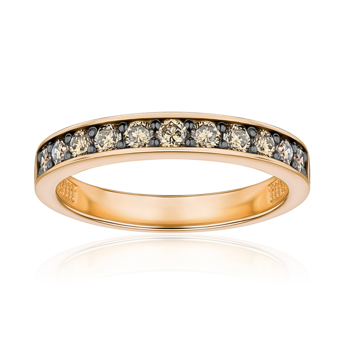 Золота каблучка з коньячними діамантами 800051/01/1/8277