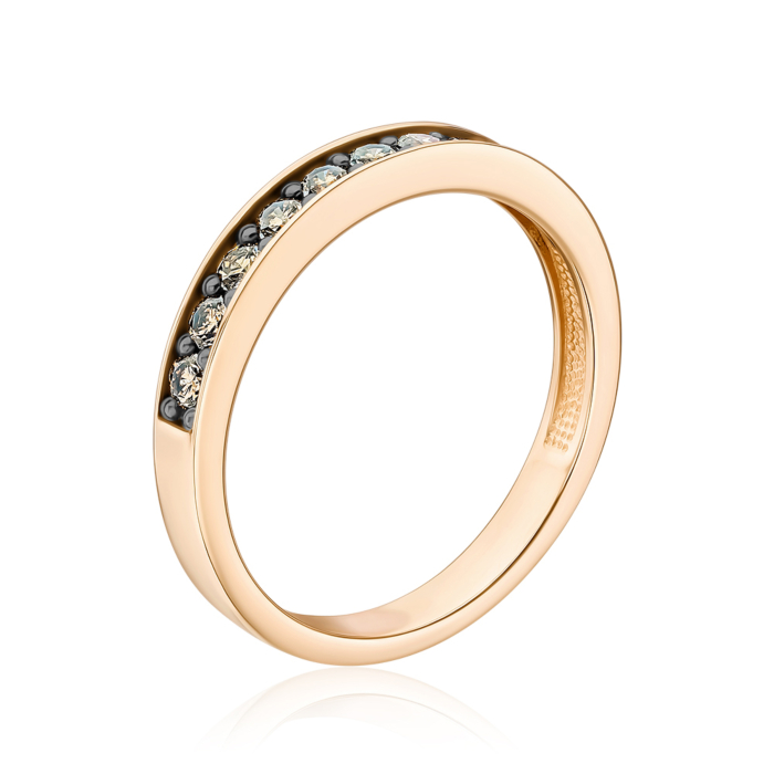Золота каблучка з коньячними діамантами 800051/01/1/8277
